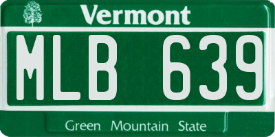 VT license plate MLB639