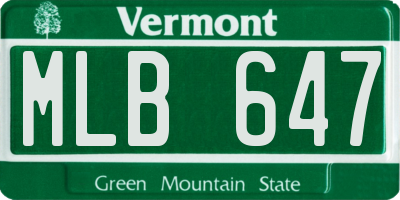 VT license plate MLB647