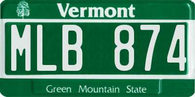VT license plate MLB874