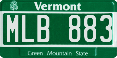 VT license plate MLB883