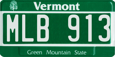 VT license plate MLB913