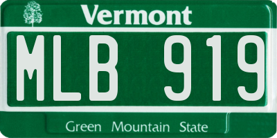 VT license plate MLB919