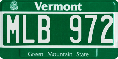 VT license plate MLB972