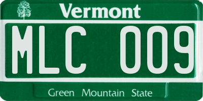 VT license plate MLC009