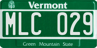 VT license plate MLC029