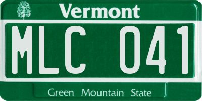 VT license plate MLC041