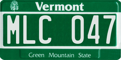 VT license plate MLC047