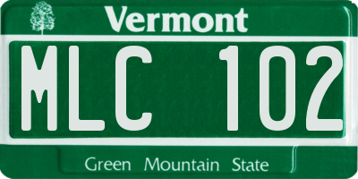 VT license plate MLC102