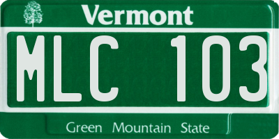 VT license plate MLC103
