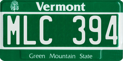 VT license plate MLC394