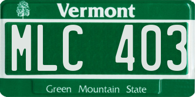 VT license plate MLC403