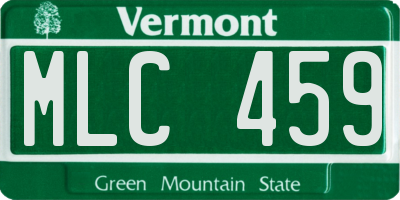 VT license plate MLC459