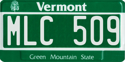 VT license plate MLC509