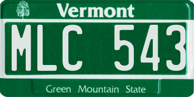 VT license plate MLC543