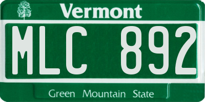 VT license plate MLC892