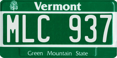 VT license plate MLC937