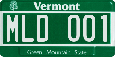 VT license plate MLD001