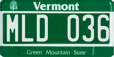 VT license plate MLD036