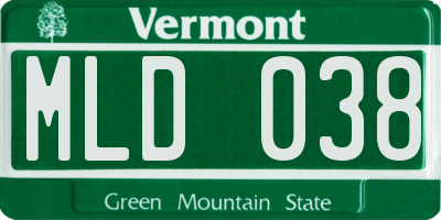 VT license plate MLD038