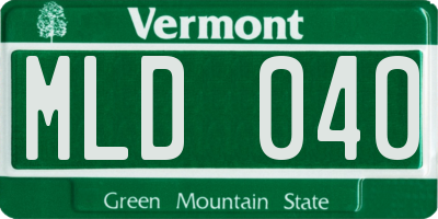 VT license plate MLD040