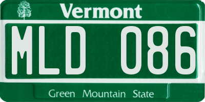 VT license plate MLD086