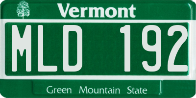 VT license plate MLD192