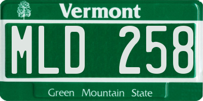 VT license plate MLD258