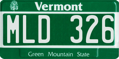 VT license plate MLD326