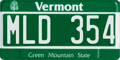 VT license plate MLD354