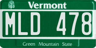 VT license plate MLD478