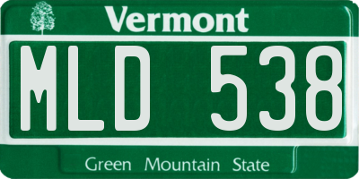 VT license plate MLD538