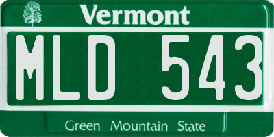 VT license plate MLD543