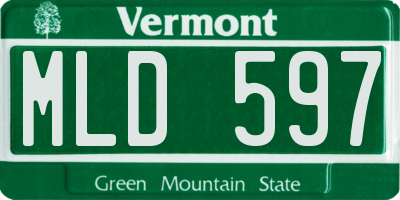 VT license plate MLD597