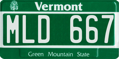 VT license plate MLD667