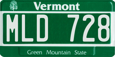 VT license plate MLD728