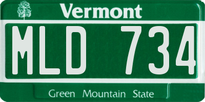 VT license plate MLD734