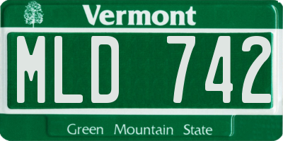 VT license plate MLD742