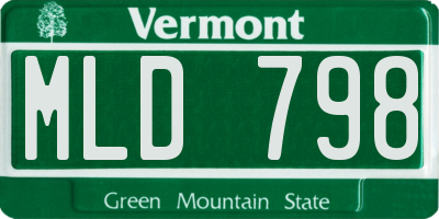 VT license plate MLD798