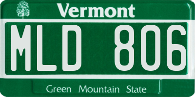 VT license plate MLD806