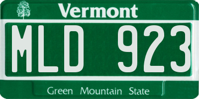 VT license plate MLD923