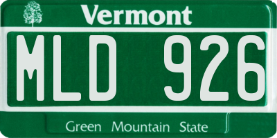 VT license plate MLD926