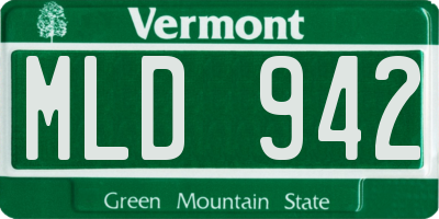 VT license plate MLD942