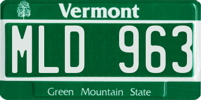 VT license plate MLD963