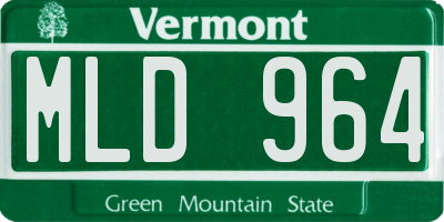 VT license plate MLD964