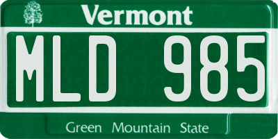 VT license plate MLD985