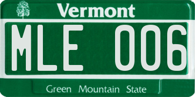 VT license plate MLE006