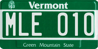 VT license plate MLE010