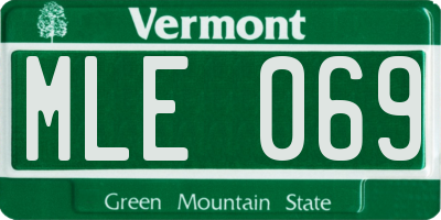 VT license plate MLE069