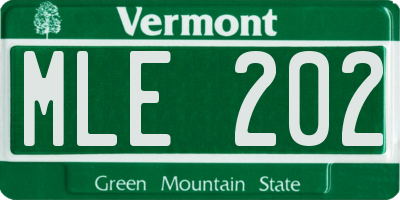 VT license plate MLE202