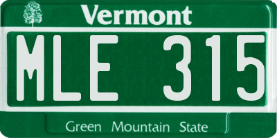 VT license plate MLE315